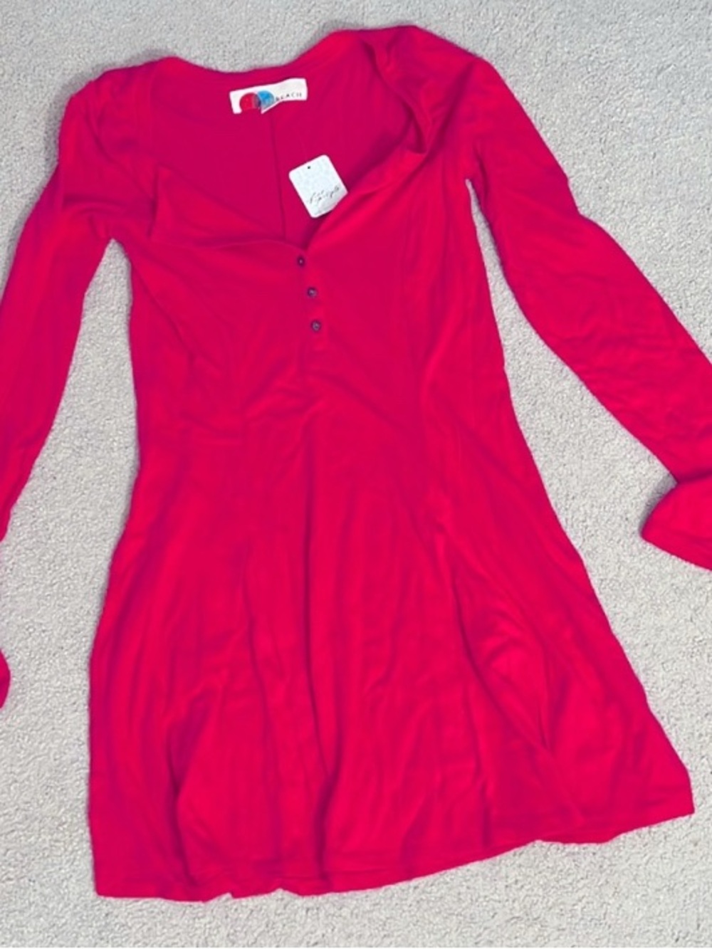 Free People Women's Long Sleeve Pink Jersey Dress
